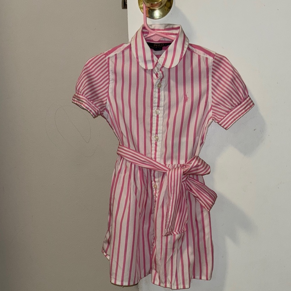Polo by Ralph Lauren Pink and White Striped Formal Dress
